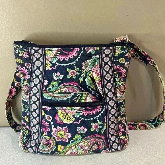 Floral‎ Paisley Vera Bradley Crossbosy Purse Blue And Pink - Picture 1 of 5